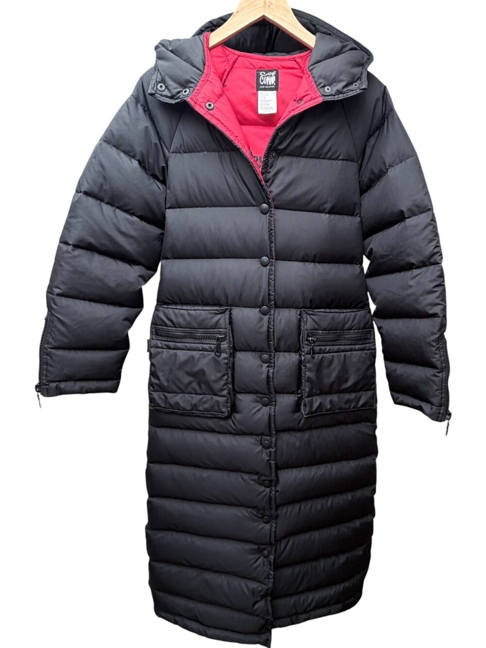 Cop Copine Black Hooded Graphic Jacket Polyamide Women's Large